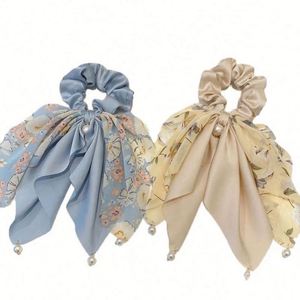 Accessoire pour cheveux femme style japonais et coréen, en tissu avec imitation perle, couleurs variées, pour queue de cheval, idéal pour mariage, fête ou usage quotidien - Product Image 6