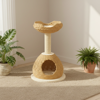 Arbre à chat classique tressé en forme de cabane dans les arbres, avec griffoir durable et plateau à griffes anti-déchirure, vertical intégré, 735 mm, en carton
