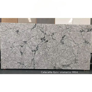 Nouvelle conception de dalle de quartz Calacatta Grey de grande taille avec un style moderne, taille personnalisée, surface polie pour les plans de travail de cuisine et de salle de bain - Product Image 1