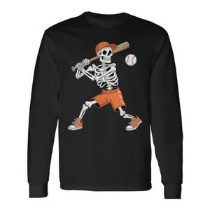 Camiseta de manga larga de béisbol con diseño de esqueleto para Halloween - Product Image 1
