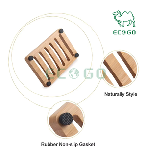 Escurridor de Esponja para Lavabo de Baño, Bandeja de Drenaje de Madera, Jabonera de Bambú con Almohadillas Antideslizantes - Product Image 3