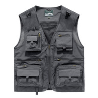 Gilet décontracté pour homme, multi-poches, pour la pêche, le camping, les voyages, la photographie, le journalisme, gilet en maille