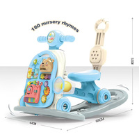 MILI Nouveau Jouet de voiture à bascule multifonctionnel 6-en-1 pour tout-petits, bleu, avec musique et lumière, trotteur pour bébé - Matériau plastique durable
