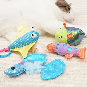 Cat Toys Catnip Toy for Kitten Colorful Fish With Feather Sound Paper Cat Teaser Chewing Toy Pet Cat Accessories