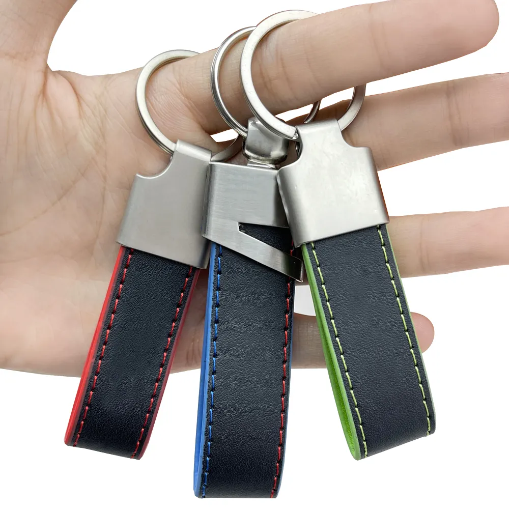 Personalized laser engraving logo sublimation blank faux leather key chain holder ring custom luxury car pu leather keychain