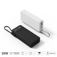 NITIKA 20000mAh 45W PD Power Bank semi-solide, chargeur rapide portable avec câble intégré, certifié 3C et PSE
