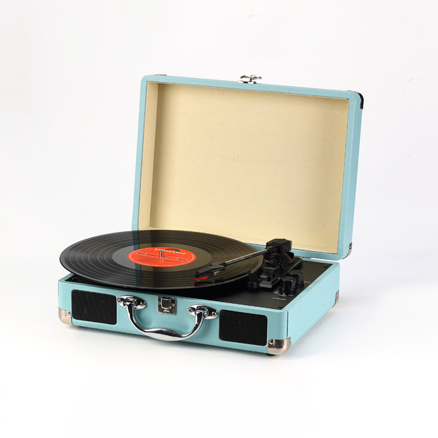 Fashion Design Custom for 3 Speeds LP Vinyl Player Electric Modern Gramophone Turntable Blue Portable