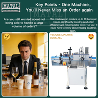 Étiqueteuse pneumatique automatique pour bouteilles, machine d'étiquetage de bouteilles carrées à haute efficacité, avec PLC, fabriquée par GANETAL