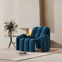Moderner Antiker Samt-Freizeitstuhl mit Holzbeinen - Für Wohnzimmer, Schlafzimmer, Apartment, Hotel Geeignet, Weiches Langlebiges Design