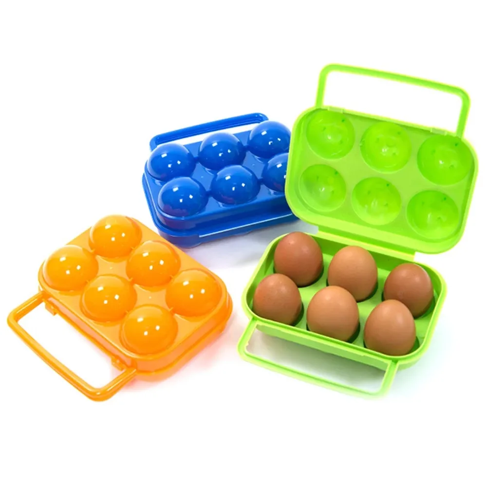 Outdoor Camping Tableware Portable Camping Picnic BBQ Egg Box Container Egg Storage Boxes Travel Kitchen Utensils Camping Gear