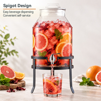 Distributeur de boissons en verre transparent de 8 L avec support et robinet, grand récipient pour boissons froides pour fêtes, mariages, buffets, restaurants, vente en gros, OEM