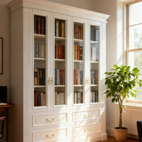Schrank aus Spanplatte mit Lackierter Glastür Bücherschrank Bürohersteller Moderner Platzsparender Holz-Bücherschrank Wohnmöbel Regal