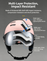 Casque de ski avec visière certifié CE EN 1077, casque de snowboard, coque ABS, doublure EPS, visière miroir amovible pour adultes