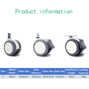 2.5 polegadas giratória universal rodízio médico roda duplo nylon enfermagem instrumento móveis rodízios para uso hospitalar - Product Image 3