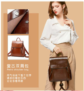 Mochila Andong para Mujer, de Cuero Vacuno Genuino, Nueva Moda Casual, Bolso de Hombro para Viaje, Estilo Coreano - Product Image 4