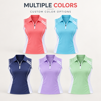 Haut de tennis sans manches personnalisé pour femme, séchage rapide, col zippé, respirant, avec empiècements en mesh, idéal pour les entraînements et les matchs de tennis