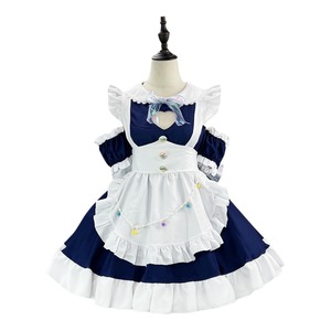 Japanese Style Maid Costume Navy Blue Plus Size Hollow Heart Cosplay Outfit For Anime Role Playing Game - Product Image 5