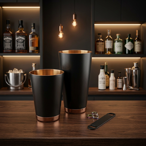 Black Metal Cocktail Shaker Set Reusable <b>Bar</b> <b>Tools</b> Minimalist Style for Mixology - Product Image 1