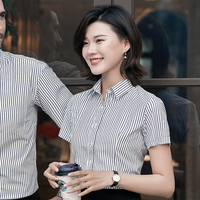 Chemise habillée décontractée pour homme à manches courtes, respirante, en popeline écologique, infroissable, anti-rétrécissement, à rayures, avec fermeture à ceinture, formelle, ODM