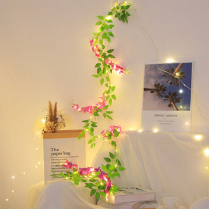 Guirnalda iluminada con LED con diseño floral <span class=keywords><strong>de</strong></span> vid rosa para Decoración <span class=keywords><strong>de</strong></span> mesa Luces <span class=keywords><strong>de</strong></span> cadena con energía solar para el hogar - Product Image 5