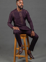Costume pour homme CCY de style africain, kaftan brodé avec soin, ensemble 2 pièces, bou bou homme, vêtements islamiques, qamis