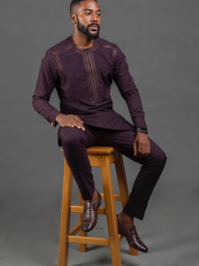 Costume pour <span class=keywords><strong>homme</strong></span> CCY de style africain, kaftan brodé avec soin, <span class=keywords><strong>ensemble</strong></span> 2 pièces, bou bou <span class=keywords><strong>homme</strong></span>, vêtements islamiques, <span class=keywords><strong>qamis</strong></span> - Product Image 2