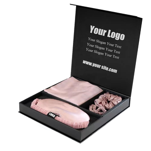 Ücretsiz Logo lüks ipek saten yastık kılıfı Set scrunbox kutusu saç kravat uyku Eyemask Bonnet içerir-moda stil uyku maskesi - Product Image 1