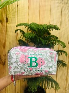 Pochette de maquillage florale en coton faite à la main très demandée, cadeaux pour demoiselles d'honneur, sac cosmétique pour femme grande capacité - Product Image 3