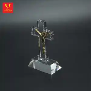 Jesus Hitop High Quality Gold Jesus Cross Crystal Trophy Metal Trophy Award