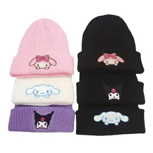 Sanrio Winter Hats Beanies Kawaii Kuromi Kitty My Melody Colorful Sanrio Knitted Hats Warm Custom Embroidery Beanies