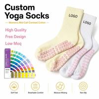 Chaussettes de yoga en tricot de haute qualité pour l'automne, avec logo personnalisé, respirantes, pour femmes, chaussettes de Pilates antidérapantes pour le yoga et les sports