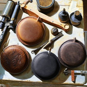 Ручной работы из натуральной кожи двухсторонняя мини-выдвижная линейка для шитья мини-рулетка - Product Image 3