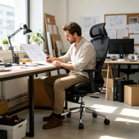 Mobilier de bureau Fauteuils de bureau ergonomiques confortables à dossier haut Vente en gros Chaise de direction en maille avec appui-tête réglable