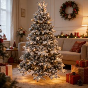 Arbre de Noël artificiel personnalisé en PE PVC avec structure métallique, éclairage LED multicolore, décorations extérieures, respectueux de l'environnement - Product Image 6