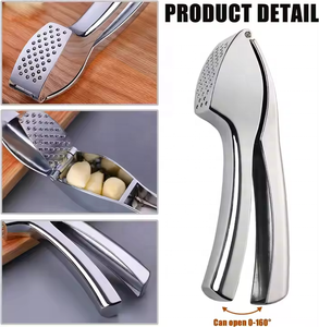 Penekan Bawang Putih Manual dengan Pengupas Silikon dan Sikat Pembersih, Alat Dapur Berbahan Zinc Alloy yang Ramah Lingkungan untuk Memasak - Product Image 6