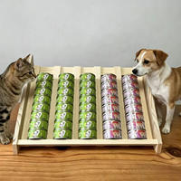 Support de Rangement Moderne en Bois Massif Écologique pour Aliments pour Animaux de Compagnie, Organisateur Multi-Spécifiques pour Boîtes de Nourriture pour Chats et Chiens, Table à Manger Personnalisable