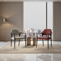 Chaise de salle à manger en cuir en bois de frêne rouge au design nordique moderne avec dossier rembourré doux, stable pour la maison, l'hôtel, le bar