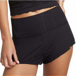Shorts Deportivos de Cintura Alta para Mujer, Transpirables, Ajustados, con Bajo Ondulado y Cintura Elástica - Product Image 2