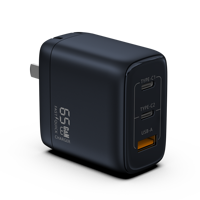 Chargeur mural USB C 65W, station de charge rapide GaN III 3 ports, bloc de chargeur PD portable 65W, adaptateur pour ordinateur portable pour iPad, Galaxy, iPhone