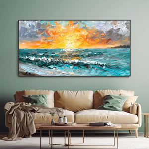 En gros Personnalisé Grand Abstrait 3D Paysage Marin Peinture À L'huile Peint À La Main Toile Mur Art Couteau Photo Maison Mur Décoratif - Product Image 1