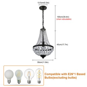 Lampes suspendues en cristal de luxe modernes, lustres noirs, éclairage suspendu pour la décoration intérieure - Product Image 2