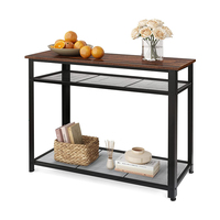 Table console moderne convertible en bois et fer forgé avec rangement pour salon et salle à manger