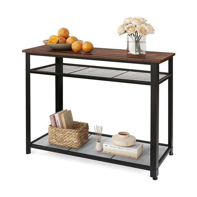 Cheap Modern Convertible Wooden Wrought Iron Console Table with Storage for Living Room & Dining