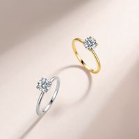 Bague en argent sterling S925 avec moissanite, quatre griffes, pour fiançailles et demande en mariage, pour couple, simple et classique, vente en gros, en stock