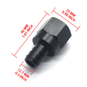 Connecteur droit à raccord cannelé pagode An10 vers 3/8, adaptateur de ligne de carburant, pièces de modification automobile, en alliage d'aluminium noir, 9,5 mm, 25 mm, 46 mm - Product Image 2
