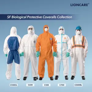 Conjunto desechable de polipropileno para el trabajo, protector de tela no tejida, resistente a salpicaduras tipo 5 6 EN 14126, PPE microporoso