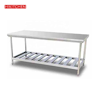Commerciële restaurantkeuken roestvrijstalen 304/201 tafel met afdruipblad, extra sterke capaciteit, inclusief zware wielen