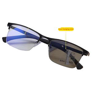 Nuevas <span class=keywords><strong>Gafas</strong></span> Unisex Delgadas con Protección Anti Luz Azul, Lentes Fotocromáticas de PC, Marco de Acero Inoxidable, Transición Progresiva <span class=keywords><strong>para</strong></span> Lectura, Forma de Diamante - Product Image 1