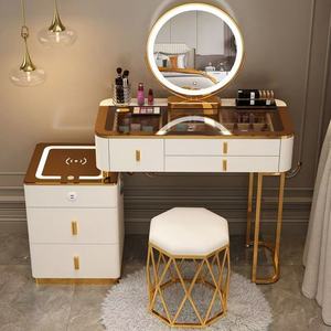 Modern Bedroom Furniture <b>Dressing</b> <b>Table</b> Makeup <b>Vanities</b> <b>Table</b> Set With Led <b>Mirror</b> Makeup <b>Vanity</b> With Lighted <b>Mirror</b> - Product Image 4