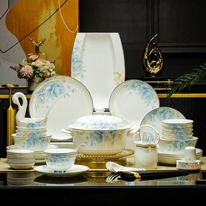 Vaisselle en céramique Jingdezhen de haute qualité, bols et baguettes, ensemble d'assiettes, plats chinois pour la maison, ensemble complet pour la joie de l'emménagement - Product Image 2
